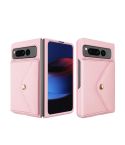For Google Pixel Fold Litchi Texture Integrated Phone Case with Card Bag(Pink)
