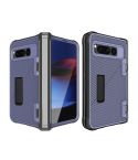 For Google Pixel Fold Twill Texture Integrated Shockproof Phone Case with Holder(Blue)