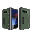 For Google Pixel Fold Twill Texture Integrated Shockproof Phone Case with Holder(Green)