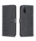 For vivo Y20 Plaid Embossed Leather Phone Case(Black)