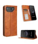 For ASUS ROG Phone 7 Magnetic Buckle Retro Texture Leather Phone Case(Brown)