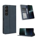 For Sony Xperia 1 V Magnetic Buckle Retro Texture Leather Phone Case(Blue)