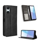 For Sony Xperia 10 VI 2024 Magnetic Buckle Retro Texture Leather Phone Case(Black)