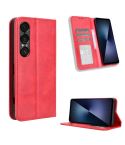 For Sony Xperia 1 VII Magnetic Buckle Retro Texture Leather Phone Case(Red)