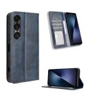 For Sony Xperia 1 VII Magnetic Buckle Retro Texture Leather Phone Case(Blue)