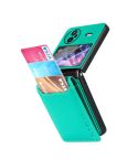 For vivo X Flip Litchi Texture Card Bag Shockproof Phone Case with Ring Holder / Film(Green)