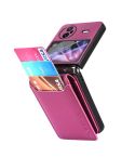 For vivo X Flip Litchi Texture Card Bag Shockproof Phone Case with Ring Holder / Film(Rose Red)