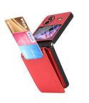 For vivo X Flip Litchi Texture Card Bag Shockproof Phone Case with Ring Holder / Film(Red)
