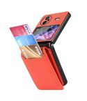 For vivo X Flip Litchi Texture Card Bag Shockproof Phone Case with Ring Holder / Film(Orange)