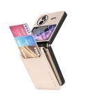 For vivo X Flip Litchi Texture Card Bag Shockproof Phone Case with Ring Holder / Film(Beige)