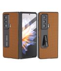 For Honor Magic Vs Carbon Fiber Texture Integrated Protective Phone Case with Holder(Dark Brown)