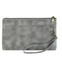 Simple Retro Leather Clutch Zipper Envelope Bag(Grey)