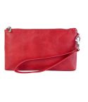 6 inch Simple Retro Leather Clutch Zipper Bag(Red)