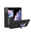 For OPPO Find N2 Flip ABEEL Genuine Leather Wave Phone Case with Holder(Black)