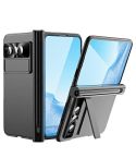 For Google Pixel Fold Integrated Electroplating Pen Slot Folding Phone Case with Stylus(Black)