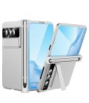 For Google Pixel Fold Integrated Electroplating Pen Slot Folding Phone Case with Stylus(Silver)