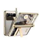 For Google Pixel Fold Integrated Electroplating Folding Phone Case with Pen Slot(Tyrant Gold)