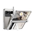 For Google Pixel Fold Integrated Electroplating Folding Phone Case with Pen Slot(Silver)