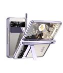 For Google Pixel Fold Integrated Electroplating Folding Phone Case with Pen Slot(Purple)