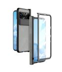For Google Pixel Fold Integrated Napa Texture All-inclusive Phone Case with Hinge(White)