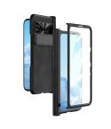 For Google Pixel Fold Integrated Napa Texture All-inclusive Phone Case with Hinge(Black)