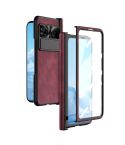 For Google Pixel Fold Integrated Napa Texture All-inclusive Phone Case with Hinge(Red)