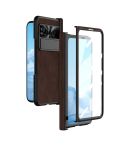 For Google Pixel Fold Integrated Napa Texture All-inclusive Phone Case with Hinge(Coffee)