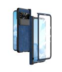 For Google Pixel Fold Integrated Napa Texture All-inclusive Phone Case with Hinge(Blue)