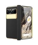 For Google Pixel Fold Litchi Pattern Electroplating Folding Phone Case with Hinge(Black)