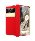 For Google Pixel Fold Litchi Pattern Electroplating Folding Phone Case with Hinge(Red)