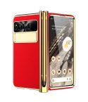 For Google Pixel Fold Litchi Pattern Electroplating Pen Slot Folding Phone Case with Stylus(Red)
