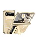 For Google Pixel Fold Integrated Electroplating Folding Phone Case with Pen Slot & Hinge(Gold)