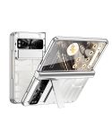 For Google Pixel Fold Integrated Electroplating Folding Phone Case with Pen Slot & Hinge(Silver)