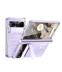 For Google Pixel Fold Integrated Electroplating Folding Phone Case with Pen Slot & Hinge(Purple)