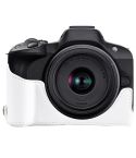 For Canon EOS R50 1/4 inch Thread PU Leather Camera Half Case Base(White)