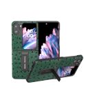 For OPPO Find N2 Flip ABEEL Genuine Leather Ostrich Texture Phone Case with Holder(Green)
