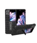 For OPPO Find N2 Flip ABEEL Genuine Leather Ostrich Texture Phone Case with Holder(Black)