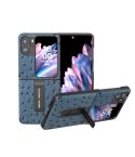 For OPPO Find N2 Flip ABEEL Genuine Leather Ostrich Texture Phone Case with Holder(Blue)