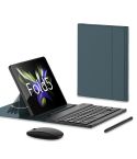 For Samsung Galaxy Z Fold5 GKK Gear Adjustment Bluetooth Keyboard + Pen + Mouse + Case Set(Green)