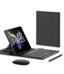 For Samsung Galaxy Z Fold5 GKK Gear Adjustment Bluetooth Keyboard + Pen + Mouse + Case Set(Carbon Fibre)