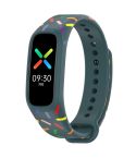 For OPPO Band Sports Rainbow Dots Silicone Watch Band(Dark Green)