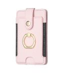 BFK03 Metal Ring Card Bag Mobile Phone Back Sticker(Pink)