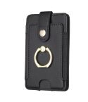 BFK03 Metal Ring Card Bag Mobile Phone Back Sticker(Black)