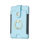BFK03 Metal Ring Card Bag Mobile Phone Back Sticker(Blue)