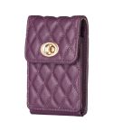 BFK07 Metal Buckle Vertical Card Bag Mobile Phone Back Sticker(Dark Purple)