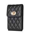 BFK07 Metal Buckle Vertical Card Bag Mobile Phone Back Sticker(Black)