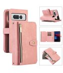 For Google Pixel Fold Dream 9-Card Wallet Zipper Bag Leather Phone Case(Pink)