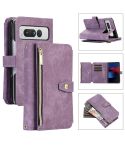 For Google Pixel Fold Dream 9-Card Wallet Zipper Bag Leather Phone Case(Purple)