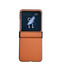 For Motorola Razr 40 Ultra Solid Color Leather Texture Three-stage Phone Case(Orange)
