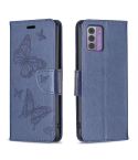 For Nokia G42/G310 Embossing Two Butterflies Pattern Horizontal Flip PU Leather Case(Dark Blue)
